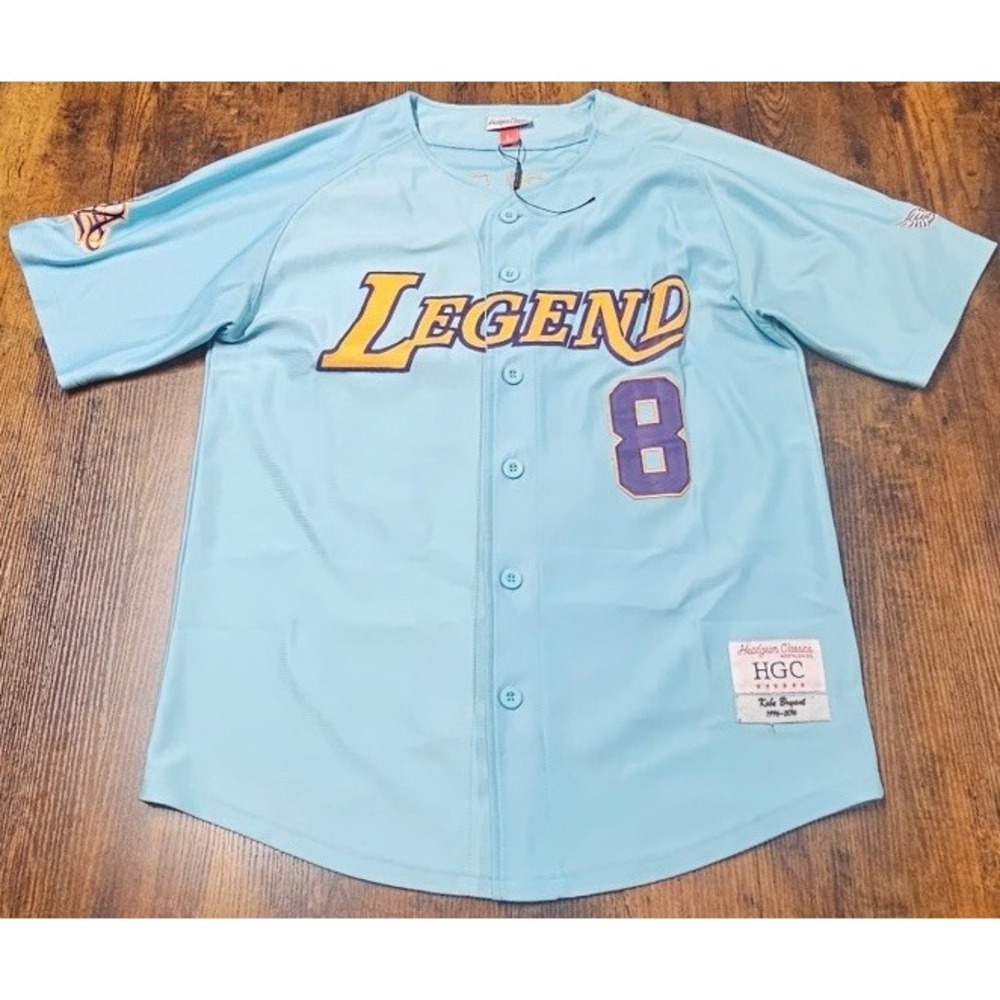 Rare Bryant Team Legend #8 Baseball Jersey Top Stitched Blue HGCโ Size Large